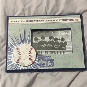 Christian Art Gifts Blue Baseball Photo Frame